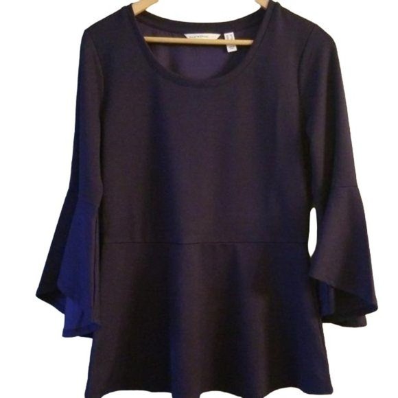 Pebble Knit Peplum  w/Cascade sleeves - Picture 1 of 5